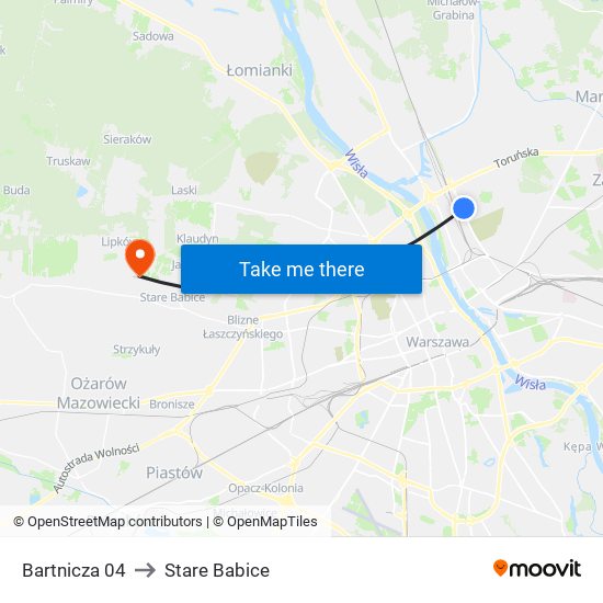 Bartnicza 04 to Stare Babice map