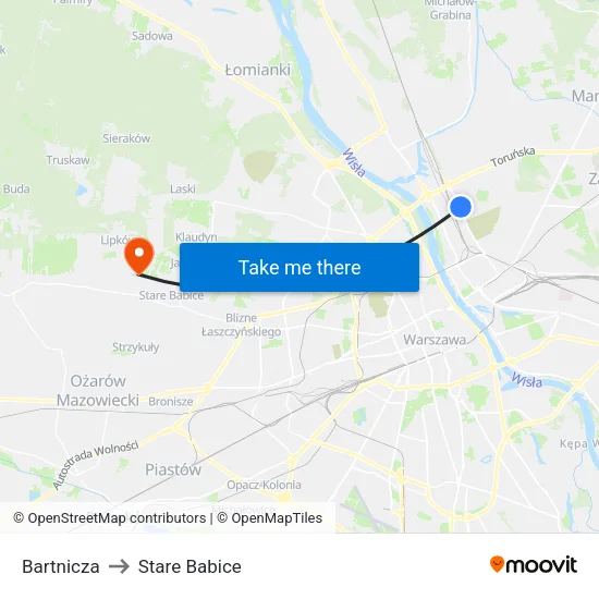 Bartnicza to Stare Babice map