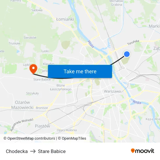 Chodecka to Stare Babice map