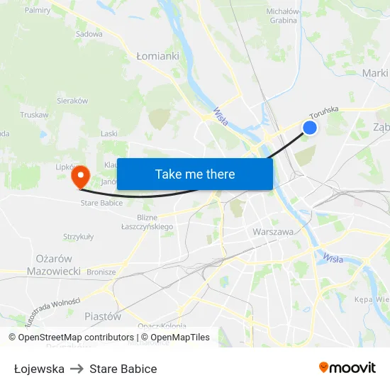 Łojewska to Stare Babice map