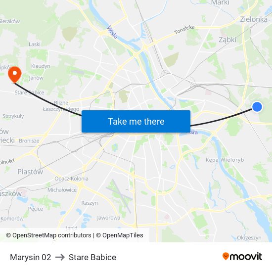 Marysin 02 to Stare Babice map