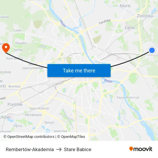 Rembertów - Akademia to Stare Babice map