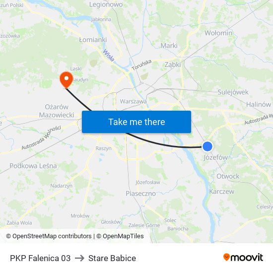 PKP Falenica 03 to Stare Babice map