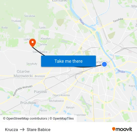 Krucza to Stare Babice map
