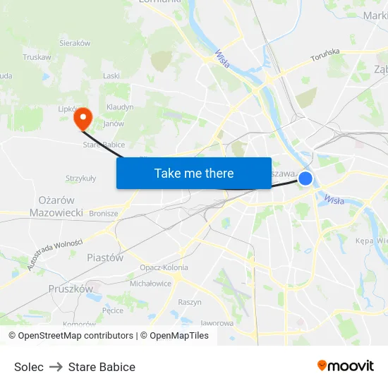 Solec to Stare Babice map