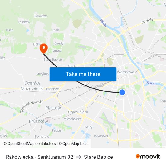 Rakowiecka-Sanktuarium to Stare Babice map