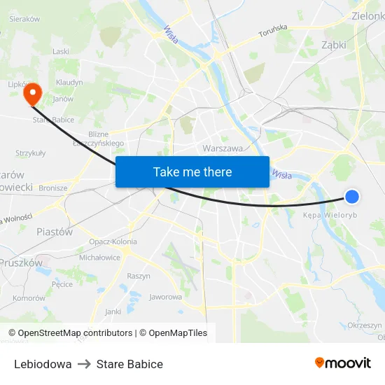 Lebiodowa to Stare Babice map