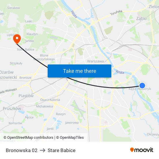 Bronowska to Stare Babice map