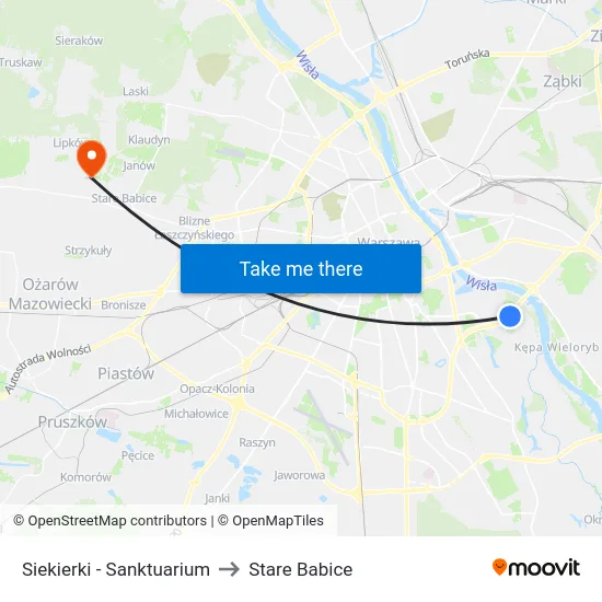 Siekierki - Sanktuarium to Stare Babice map