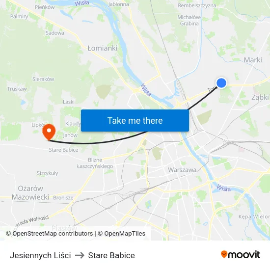 Jesiennych Liści to Stare Babice map