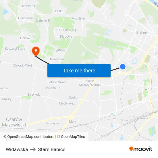 Widawska to Stare Babice map