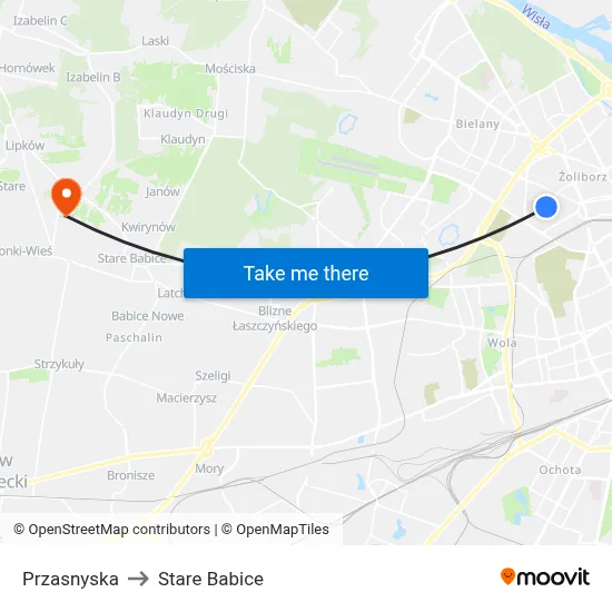 Przasnyska to Stare Babice map