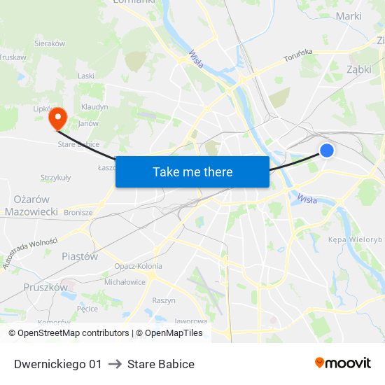 Dwernickiego 01 to Stare Babice map