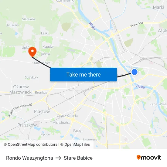 Rondo Waszyngtona to Stare Babice map