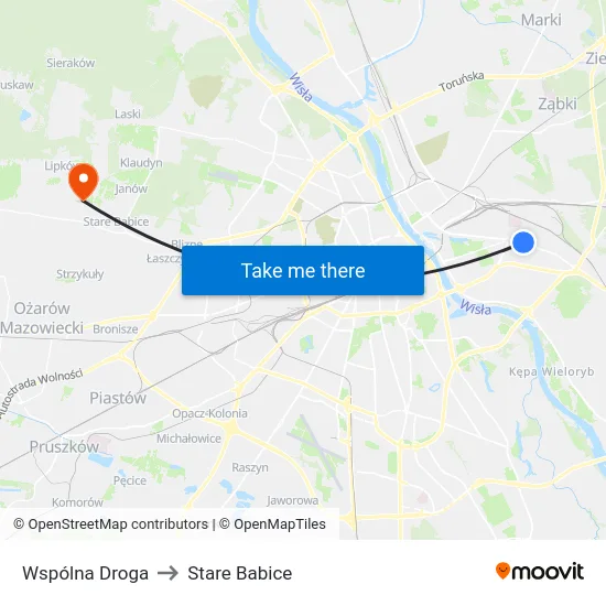 Wspólna Droga to Stare Babice map