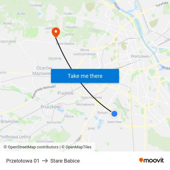 Przelotowa to Stare Babice map