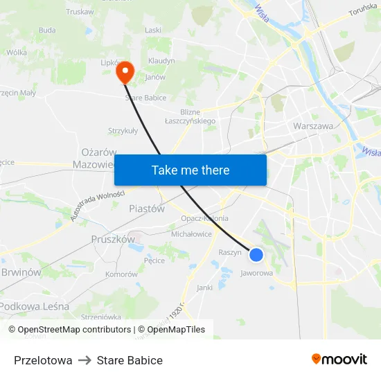 Przelotowa to Stare Babice map