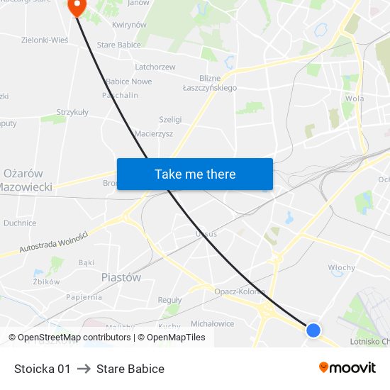 Stoicka 01 to Stare Babice map