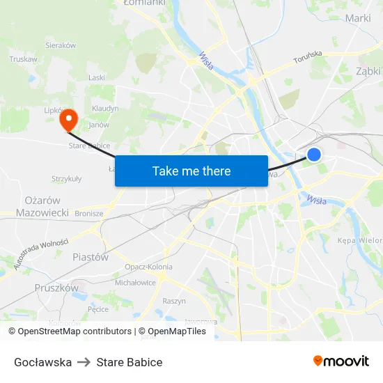 Gocławska to Stare Babice map