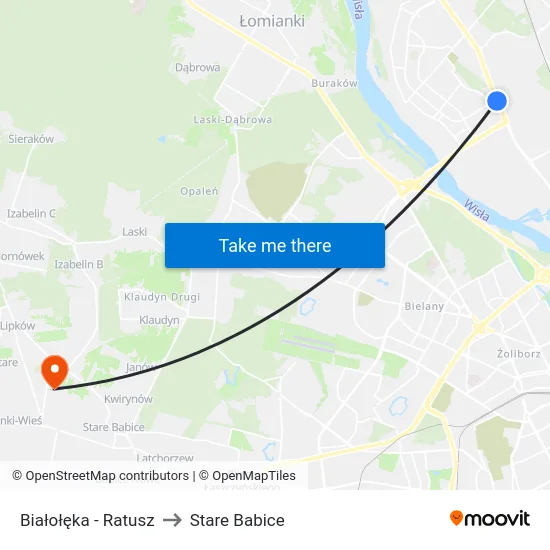 Białołęka - Ratusz to Stare Babice map