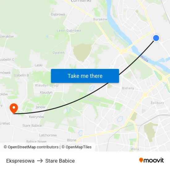 Ekspresowa to Stare Babice map