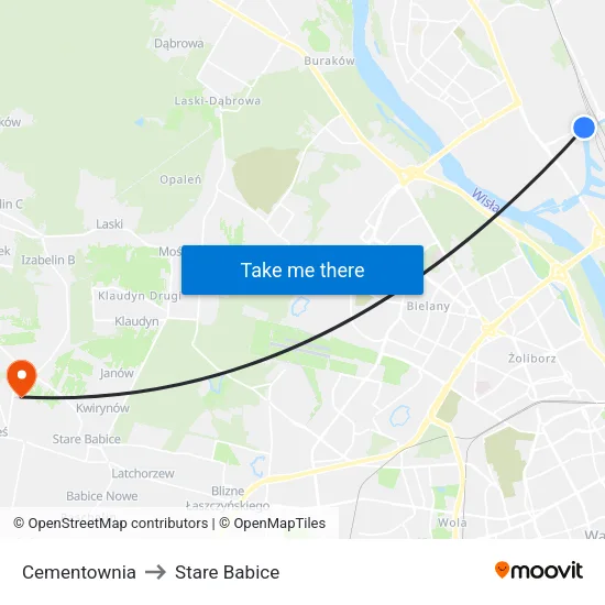 Cementownia to Stare Babice map