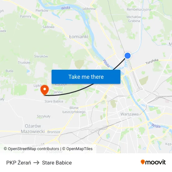 PKP Żerań to Stare Babice map