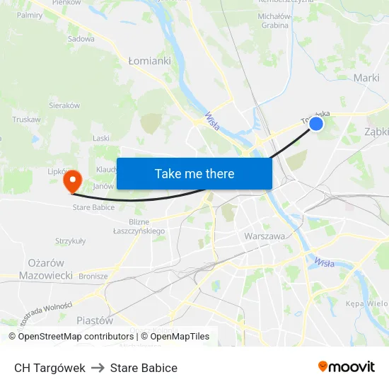 CH Targówek to Stare Babice map