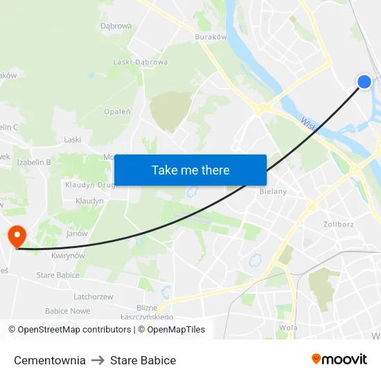 Cementownia to Stare Babice map