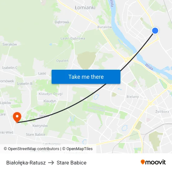 Białołęka - Ratusz to Stare Babice map