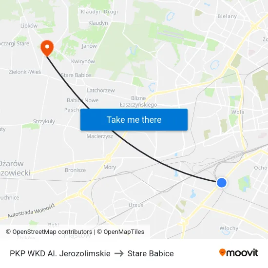 PKP WKD Al. Jerozolimskie to Stare Babice map