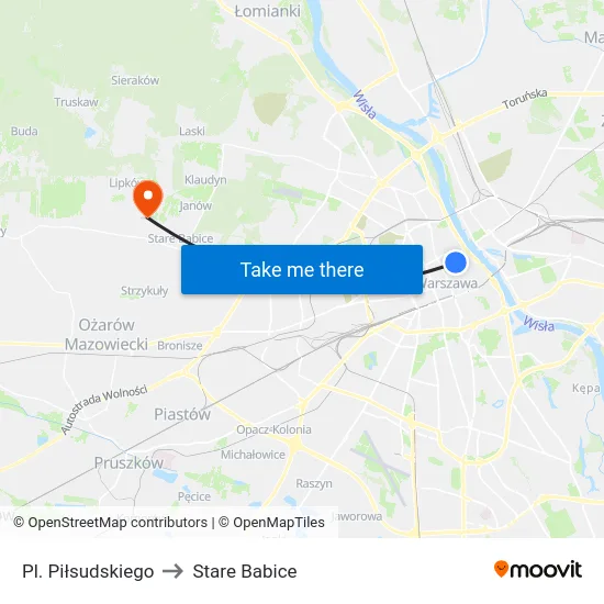Pl. Piłsudskiego to Stare Babice map