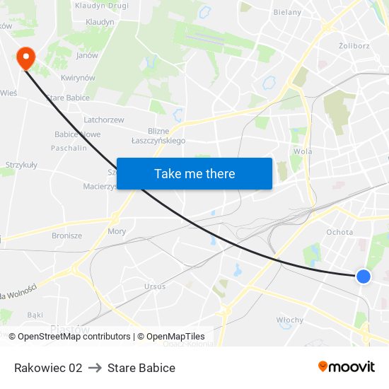 Rakowiec 02 to Stare Babice map