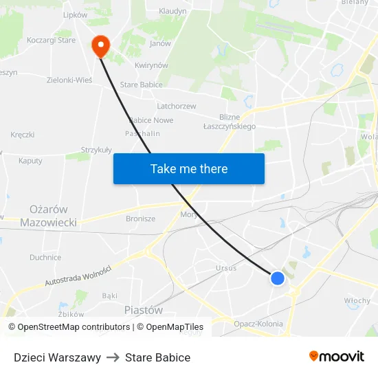 Dzieci Warszawy to Stare Babice map