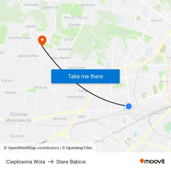 Ciepłownia Wola to Stare Babice map