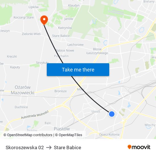 Skoroszewska 02 to Stare Babice map