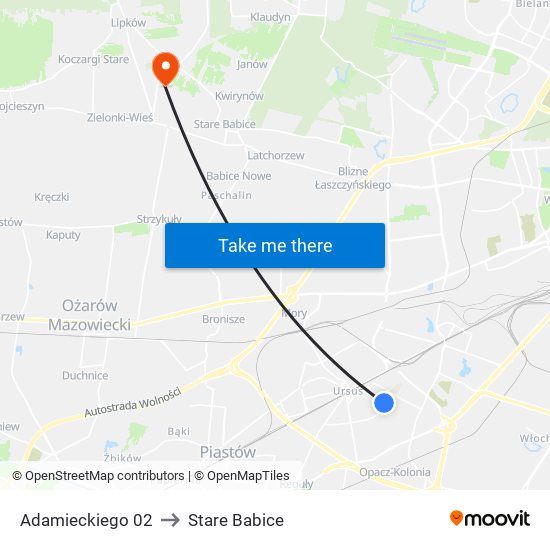Adamieckiego 02 to Stare Babice map