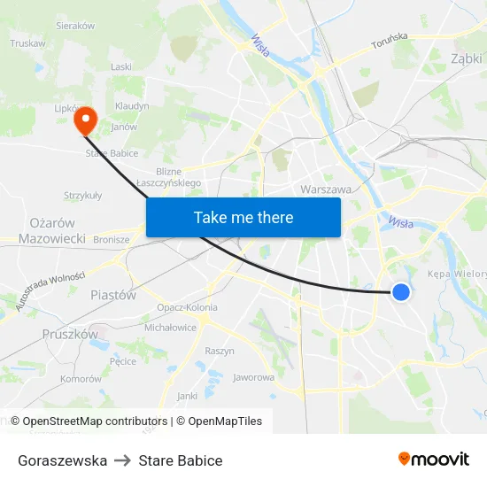 Goraszewska to Stare Babice map