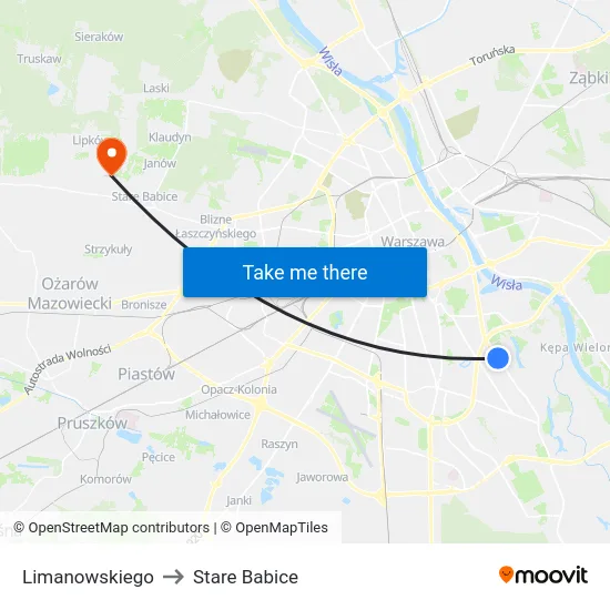 Limanowskiego to Stare Babice map