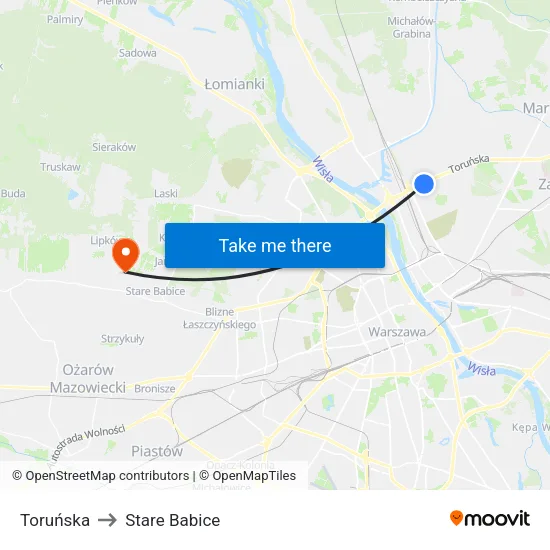 Toruńska to Stare Babice map