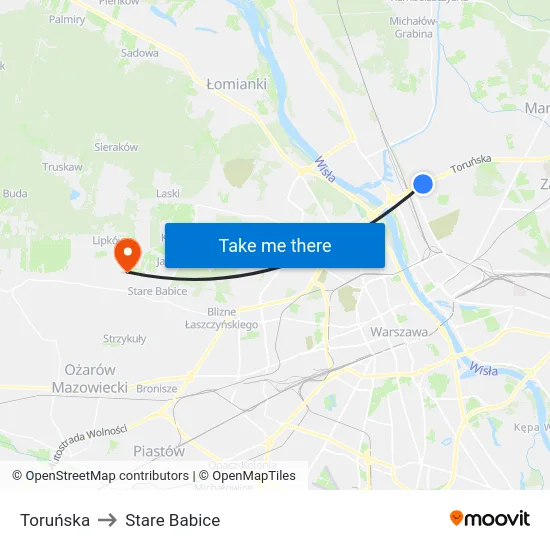 Toruńska to Stare Babice map