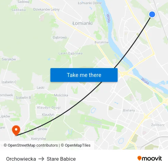Orchowiecka to Stare Babice map