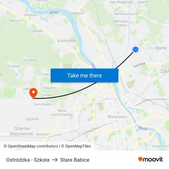 Ostródzka - Szkoła to Stare Babice map