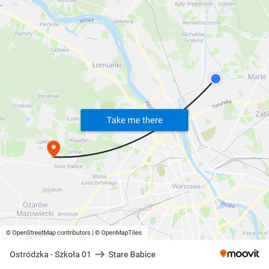 Ostródzka - Szkoła 01 to Stare Babice map