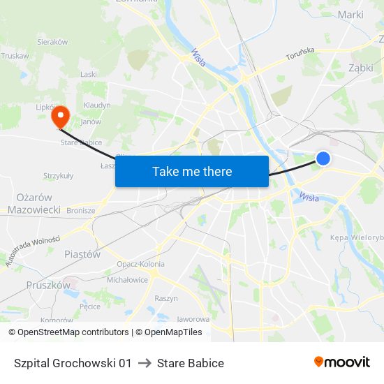 Szpital Grochowski to Stare Babice map