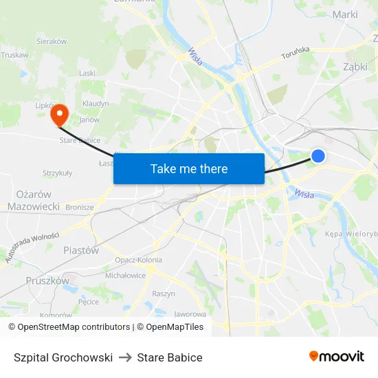 Szpital Grochowski to Stare Babice map