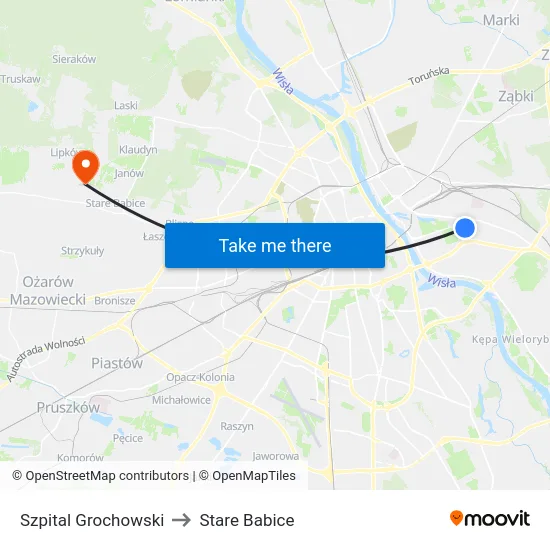 Szpital Grochowski to Stare Babice map