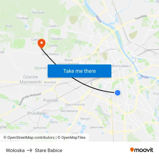 Wołoska to Stare Babice map