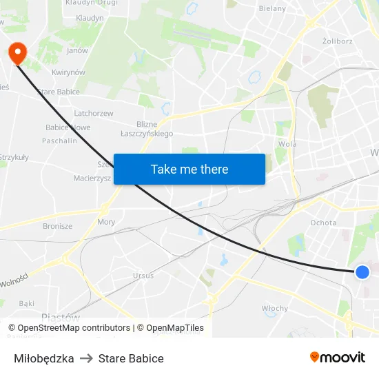 Miłobędzka to Stare Babice map