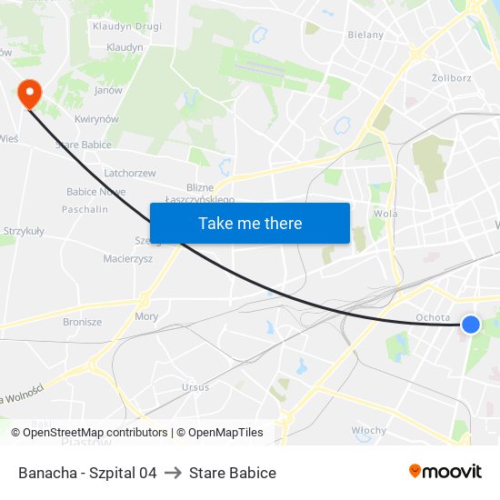 Banacha - Szpital 04 to Stare Babice map